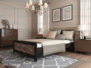 Кровать Классика ткань из массива дерева