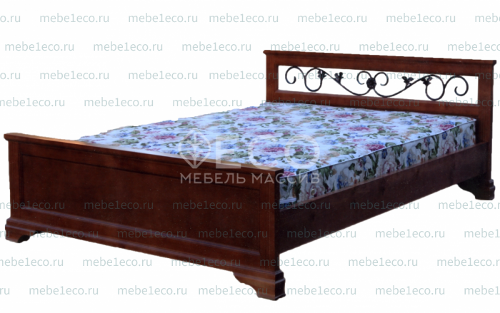 Кровать Лира с ковкой из массива дерева