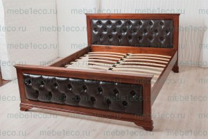 Кровать Лира с кожей № 2 из массива дерева