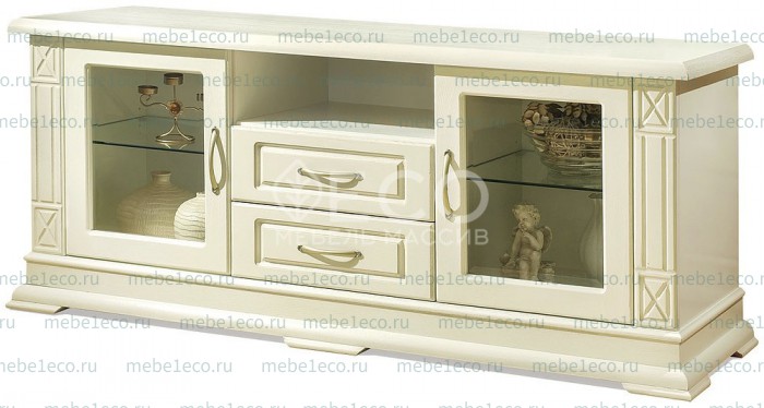 ТВ тумба из массива Верди - 316. 120ширина (со стеклами) Ш-120см,В-60см,Г-45см