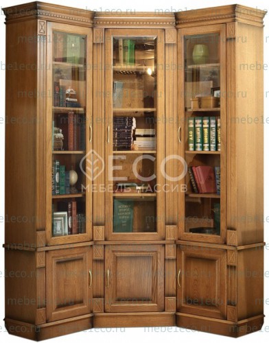 Книжный шкаф из массива угловой Верди - 290 Ш-1425+1425см,В-230см,Г-40см