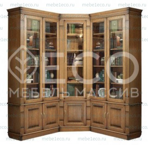 Книжный шкаф из массива угловой Верди - 292 Ш-1925+1925см,В-230см,Г-40см