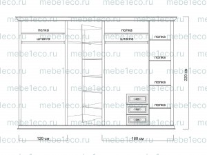 Шкаф Верджиния 600 - 2 угловой из массива Ш-120+90/90+160см,В-230см,Г-60см