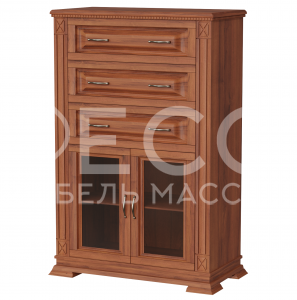 Комод Верди - 223 (стекло) из массива Ш-80см,В-120см,Г-40см  