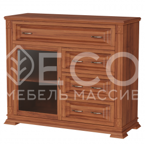 Комод Верди - 226 (стекло) из массива Ш-120см,В-100см,Г-45см