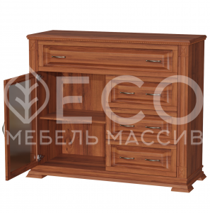 Комод Верди - 226 (стекло) из массива Ш-120см,В-100см,Г-45см
