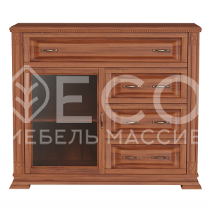 Комод Верди - 226 (стекло) из массива Ш-120см,В-100см,Г-45см