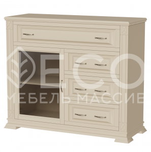 Комод Верди - 226 (стекло) из массива Ш-120см,В-100см,Г-45см