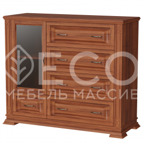 Комод Верди - 225 (стекло) из массива Ш-120см,В-100см,Г-45см