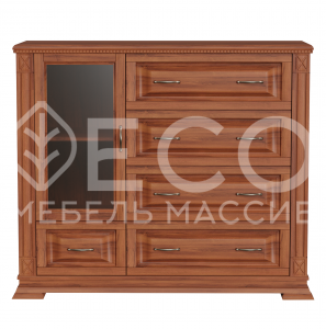 Комод Верди - 225 (стекло) из массива Ш-120см,В-100см,Г-45см