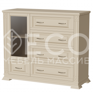 Комод Верди - 225 (стекло) из массива Ш-120см,В-100см,Г-45см