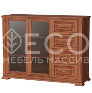 Комод Верди - 229 (стекло) из массива Ш-135см,В-100см,Г-45см