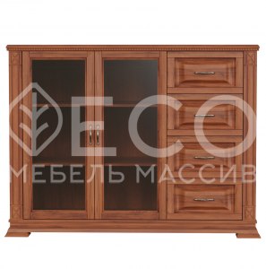 Комод Верди - 229 (стекло) из массива Ш-135см,В-100см,Г-45см