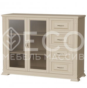 Комод Верди - 229 (стекло) из массива Ш-135см,В-100см,Г-45см