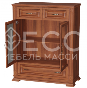 Комод Верди - 230 (со стеклом) из массива Ш-100см,В-120см,Г-45см