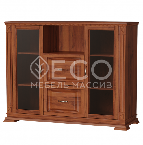 Комод Верди - 240 (стекло) из массива Ш-130см,В-100см,Г-45см