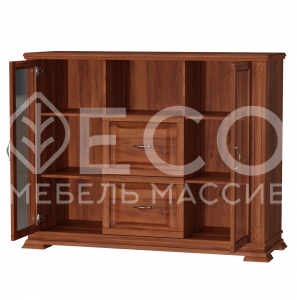 Комод Верди - 240 (стекло) из массива Ш-130см,В-100см,Г-45см