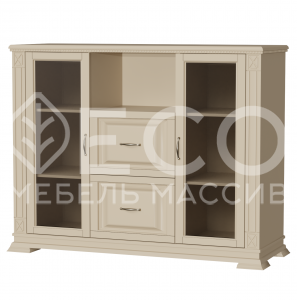 Комод Верди - 240 (стекло) из массива Ш-130см,В-100см,Г-45см