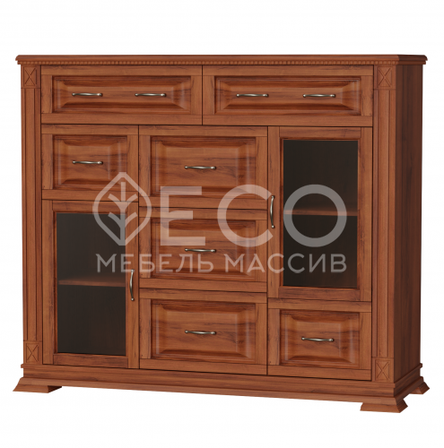 Комод Верди - 295 (стекло) из массива Ш-130см,В-110см,Г-45см