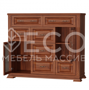 Комод Верди - 295 (стекло) из массива Ш-130см,В-110см,Г-45см