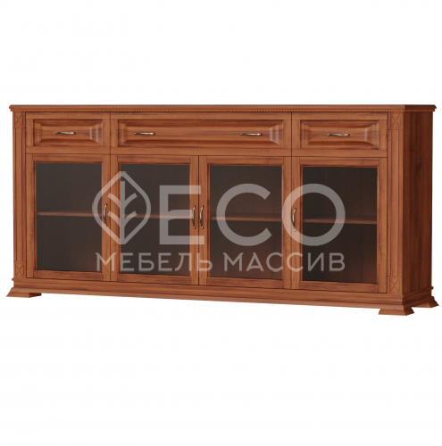 Комод Верди - 258 (стекло) из массива Ш-200см,В-90см,Г-45см