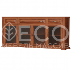 Комод Верди - 258 (стекло) из массива Ш-200см,В-90см,Г-45см