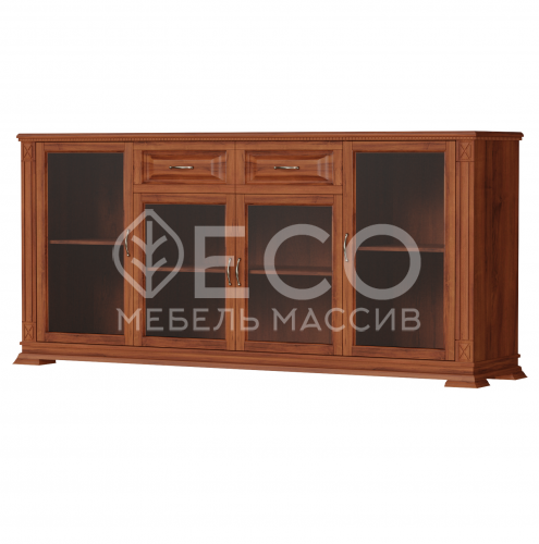 Комод Верди - 215 (стекло) из массива Ш-200см,В-90см,Г-45см