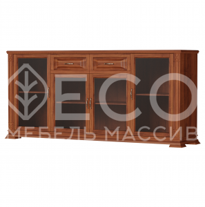 Комод Верди - 215 (стекло) из массива Ш-200см,В-90см,Г-45см