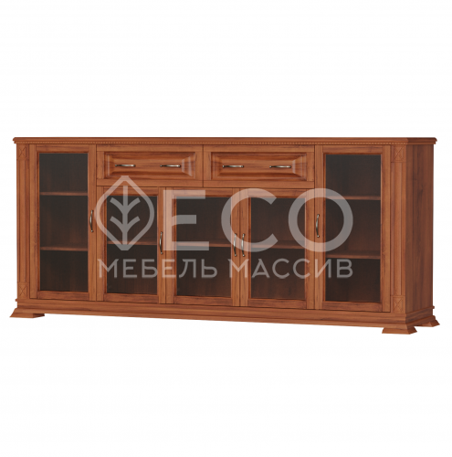 Комод Верди - 257 (стекло) из массива Ш-200см,В-85см,Г-45см