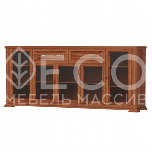 Комод Верди - 257 (стекло) из массива Ш-200см,В-85см,Г-45см