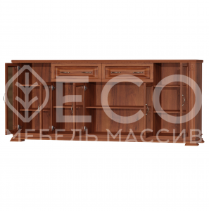 Комод Верди - 257 (стекло) из массива Ш-200см,В-85см,Г-45см