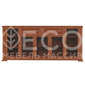 Комод Верди - 257 (стекло) из массива Ш-200см,В-85см,Г-45см