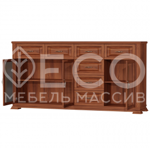 Комод Верди - 243 (стекло) из массива Ш-200см,В-100см,Г-45см