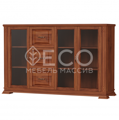 Комод Верди - 232 (стекло) из массива Ш-160см,В-100см,Г-45см