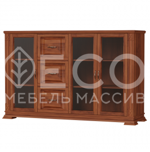 Комод Верди - 232 (стекло) из массива Ш-160см,В-100см,Г-45см