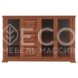 Комод Верди - 232 (стекло) из массива Ш-160см,В-100см,Г-45см