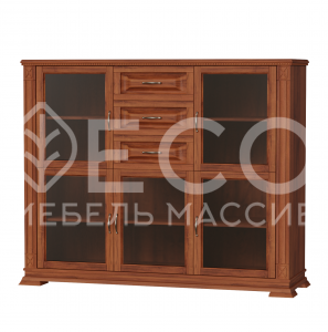 Комод Верди - 266 (стекло) из массива Ш-150см,В-120см,Г-45см