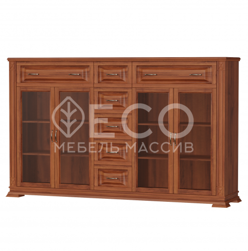 Комод Верди - 262 (стекло) из массива Ш-200см,В-120см,Г-45см