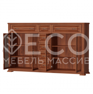Комод Верди - 262 (стекло) из массива Ш-200см,В-120см,Г-45см