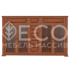 Комод Верди - 262 (стекло) из массива Ш-200см,В-120см,Г-45см