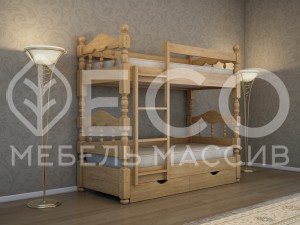 Кровать 2-х ярусная разборная Олеся из массива дерева